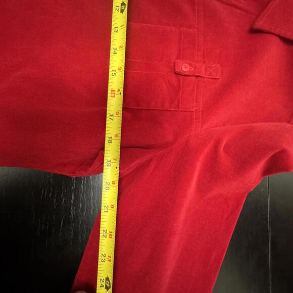 Harley-Davidson Women’s L Red Corduroy Button-Up Shirt Embroidered Lion Crest - Picture 6 of 8